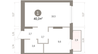 40.00 м² | 6 - 9 эт.