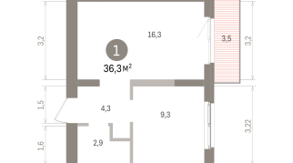 36.00 м² | 4 - 8 эт.