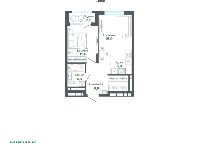 46.63 м² | 23 - 25 эт.