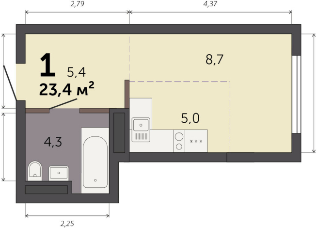 23.40 м² | 9 - 32 эт.