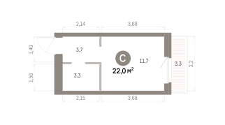 21.00 м² | 4 - 9 эт.