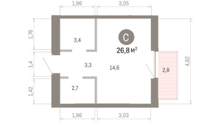 26.00 м² | 7 - 8 эт.
