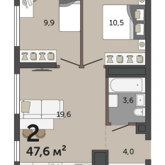 47.60 м² | 17 - 30 эт. 00
