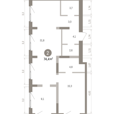 74.00 м² | 9 - 9 эт. 00