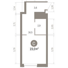 23.00 м² | 4 - 8 эт. 00