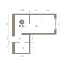 29.00 м² | 4 - 9 эт. 00