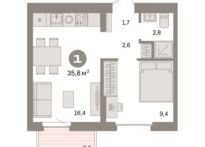 35.00 м² | 7 - 7 эт.