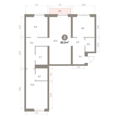 85.00 м² | 5 - 8 эт. 00