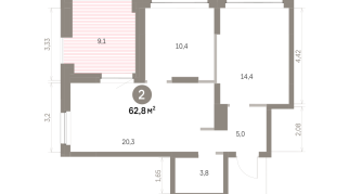 62.00 м² | 4 - 16 эт.