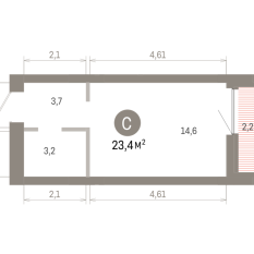 23.00 м² | 13 - 16 эт. 00