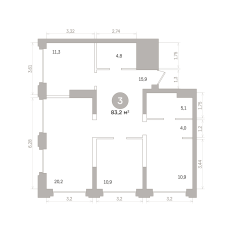83.00 м² | 3 - 17 эт. 00