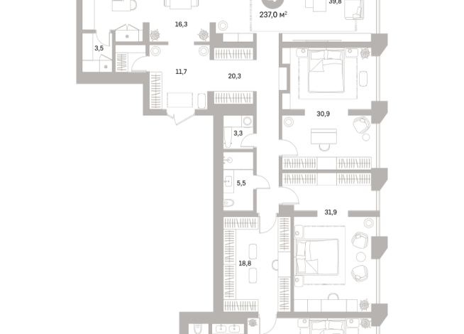 236.00 м² | 23 - 25 эт.