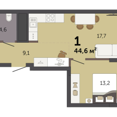 44.60 м² | 18 - 32 эт. 00