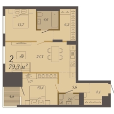 79.30 м² | 3 - 8 эт. 00