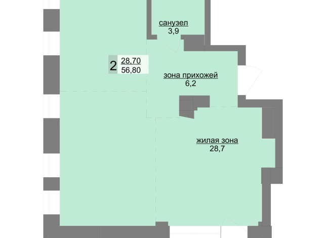 57.50 м² | 24 - 30 эт.