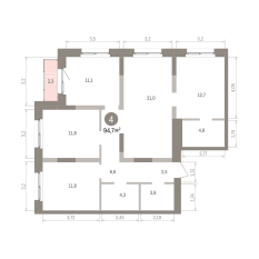 94.00 м² | 9 - 15 эт. 00