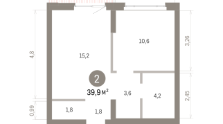 39.00 м² | 5 - 7 эт.