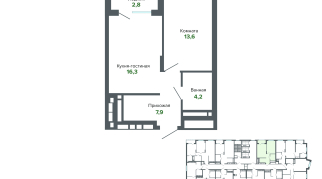 44.76 м² | 25 - 25 эт.