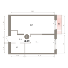 51.00 м² | 2 - 9 эт. 00