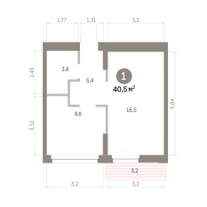 40.00 м² | 3 - 8 эт. 00