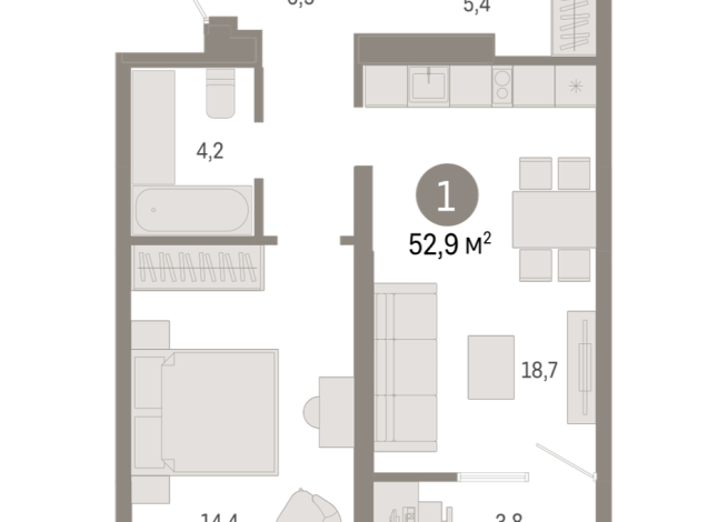 52.00 м² | 9 - 9 эт.