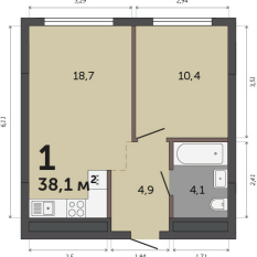 38.10 м² | 29 - 30 эт. 00
