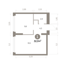 32.00 м² | 4 - 9 эт. 00