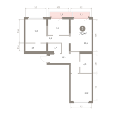 77.00 м² | 9 - 9 эт. 00