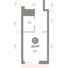 26.00 м² | 5 - 8 эт. 00