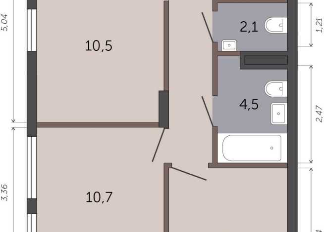 54.90 м² | 5 - 19 эт.