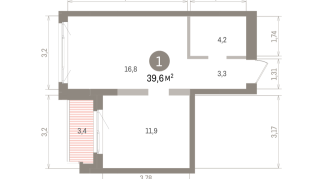 39.00 м² | 6 - 8 эт.