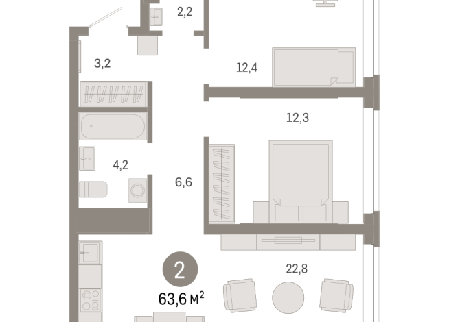 63.00 м² | 3 - 8 эт.