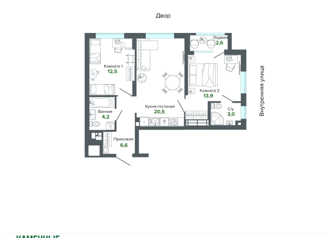 63.23 м² | 23 - 25 эт.