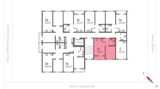 33.30 м² | 3 - 8 эт.