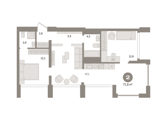 71.00 м² | 23 - 24 эт.