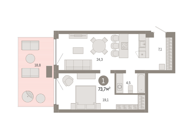 73.00 м² | 2 - 16 эт.