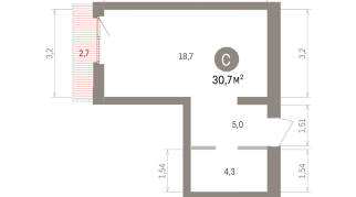 30.00 м² | 5 - 7 эт.