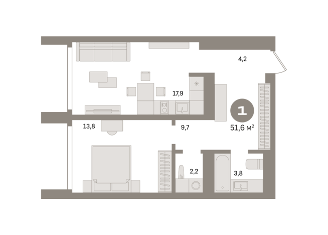 51.00 м² | 21 - 24 эт.