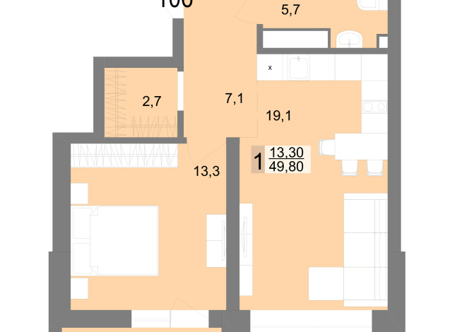 49.80 м² | 17 - 25 эт.