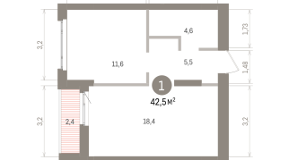 42.00 м² | 12 - 16 эт.