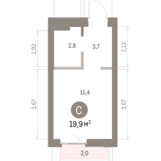 20.00 м² | 7 - 9 эт. 00