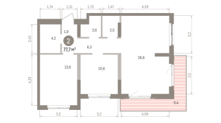 77.00 м² | 3 - 9 эт.