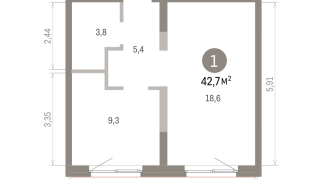 42.00 м² | 2 - 8 эт.