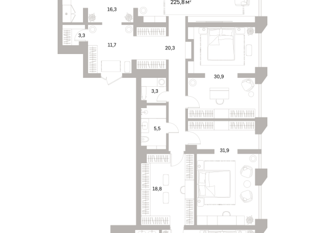 225.00 м² | 21 - 25 эт.