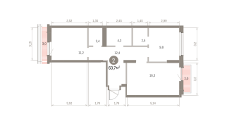 63.00 м² | 8 - 9 эт.