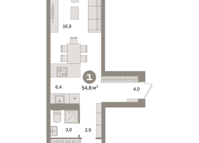 54.00 м² | 2 - 9 эт.