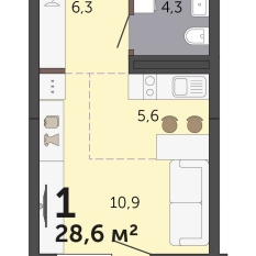 28.60 м² | 2 - 19 эт. 00