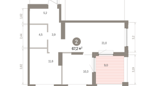 65.00 м² | 7 - 8 эт.