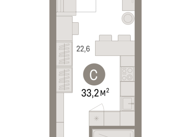 33.00 м² | 14 - 25 эт.