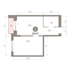 39.00 м² | 12 - 15 эт. 00